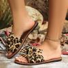 Women's Leopard Print Bow Flat Sandals