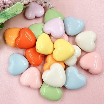 Einfarbig 18,8*17,2mm DIY Handgefertigten Materialien Mode für Halskette Ohrringe Machen 20 teile/beutel Herz Perlen Acryl