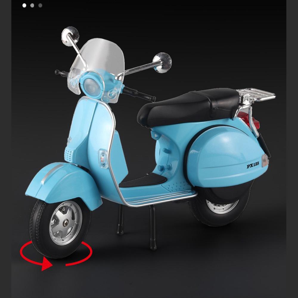 Mini moto urbaine Vespa 1/10, échelle 125, modèle de moto récréative en métal moulé, jouet de Simulation son et lumière, cadeau pour enfants