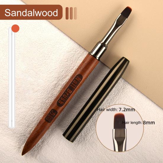 Nail Brush Flexible Soft Nylon Bristles Carved Design Wooden Handle Manicure Tool Multifunctional Square Round Head Phototherapy Gel Painting Brush