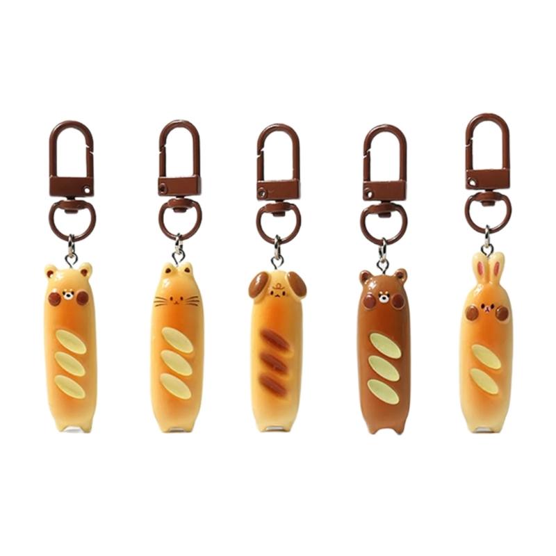 

Playful French Bread Dog And Bear Key Holder Keyring Novelty Item Resin And Alloy Keychain Bag Pendant 1