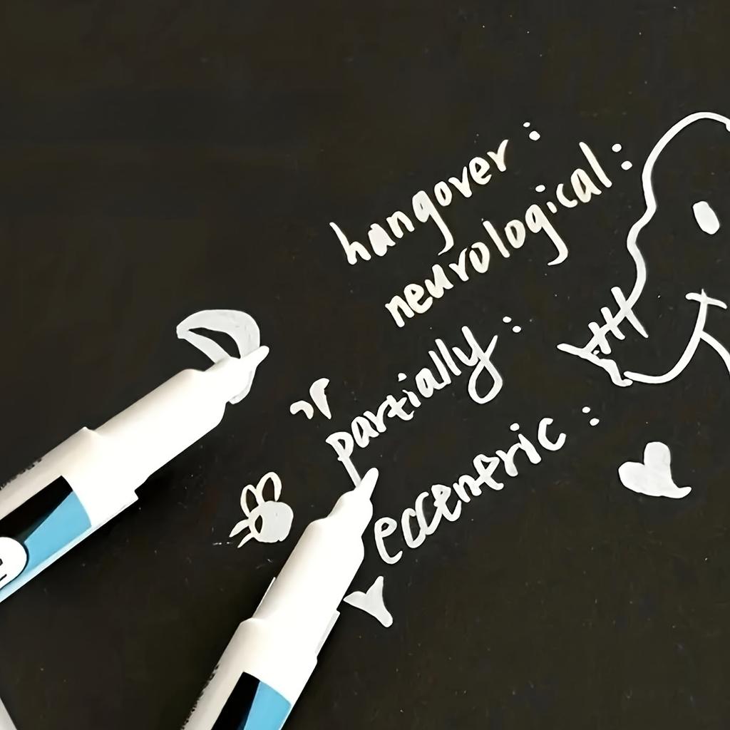 Quick-Dry White Marker Pen, Fine Tip for Drawing, Tire Marking Highlighting, Odorless Waterproof Ink