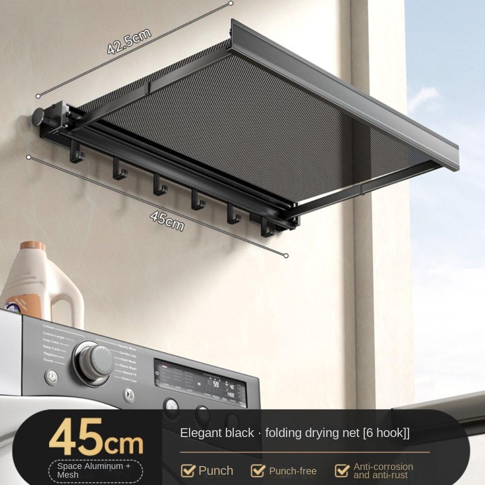 Invisible Clothes Hanger with Hooks Space-saving Telescopic Drying Net Punch-free Wall-mounted Laundry Drying Storage Racks