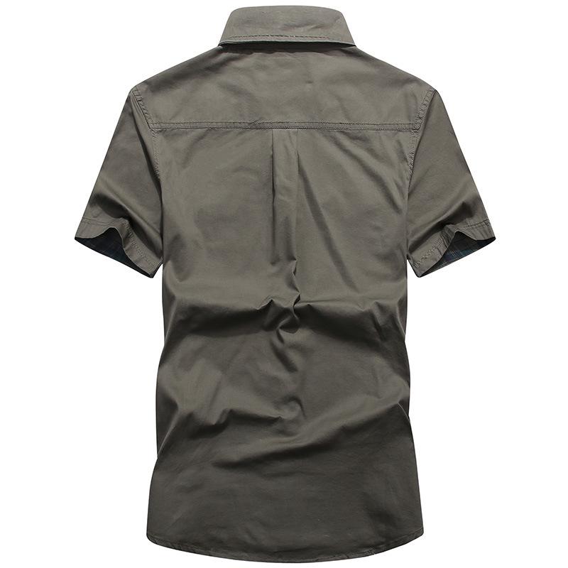 Men's Cotton Summer Short-Sleeve Solid Color Casual Workwear Shirt, Plus Size