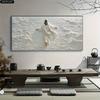 Walking on Water Bible Religious Decorative Painting - Minimalist Beige And White Canvas Wall Art, Suitable for Living Rooms, Bedrooms