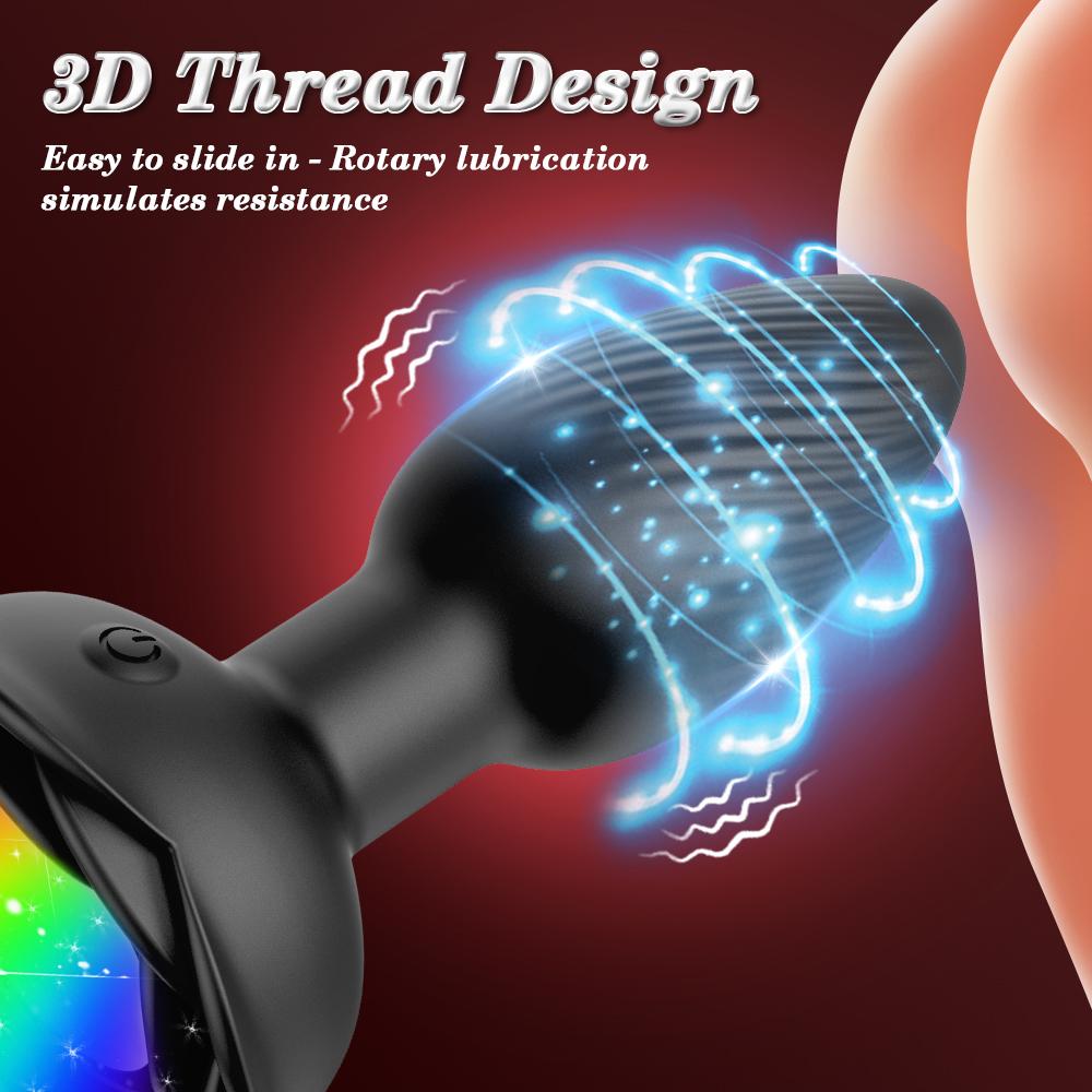 APP 360° Rotation Butt Plug for Men Women Wiggle Rose Anal Vibrator Gay Anal Plug with LED Adult Sex Toy for Couple Sex Supplies