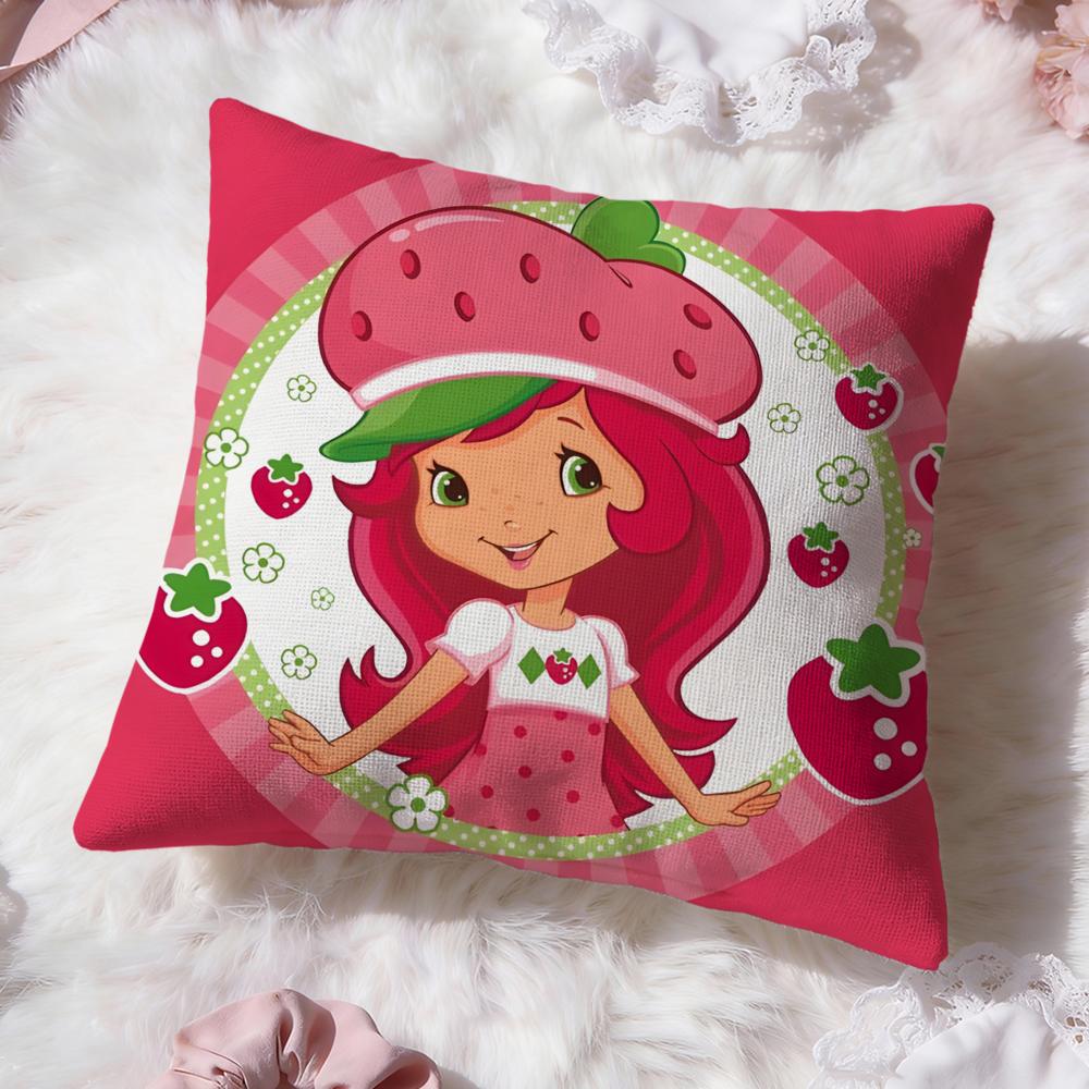 s-Strawberry Shortcake Cushion Cover Premium Comfort Reversible Pillow Cove -Two in One Design for Any Room & Car Interior