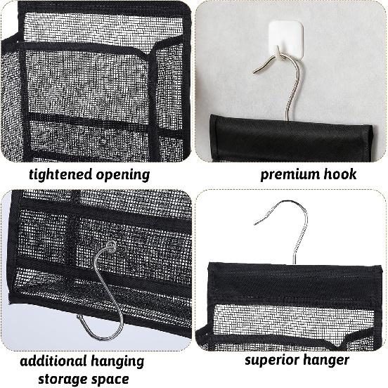 Mesh Shower Caddy Hanging, PVC Bathroom Storage Bag for College Dorm, Gym, Swimming, RV And Travel, Black