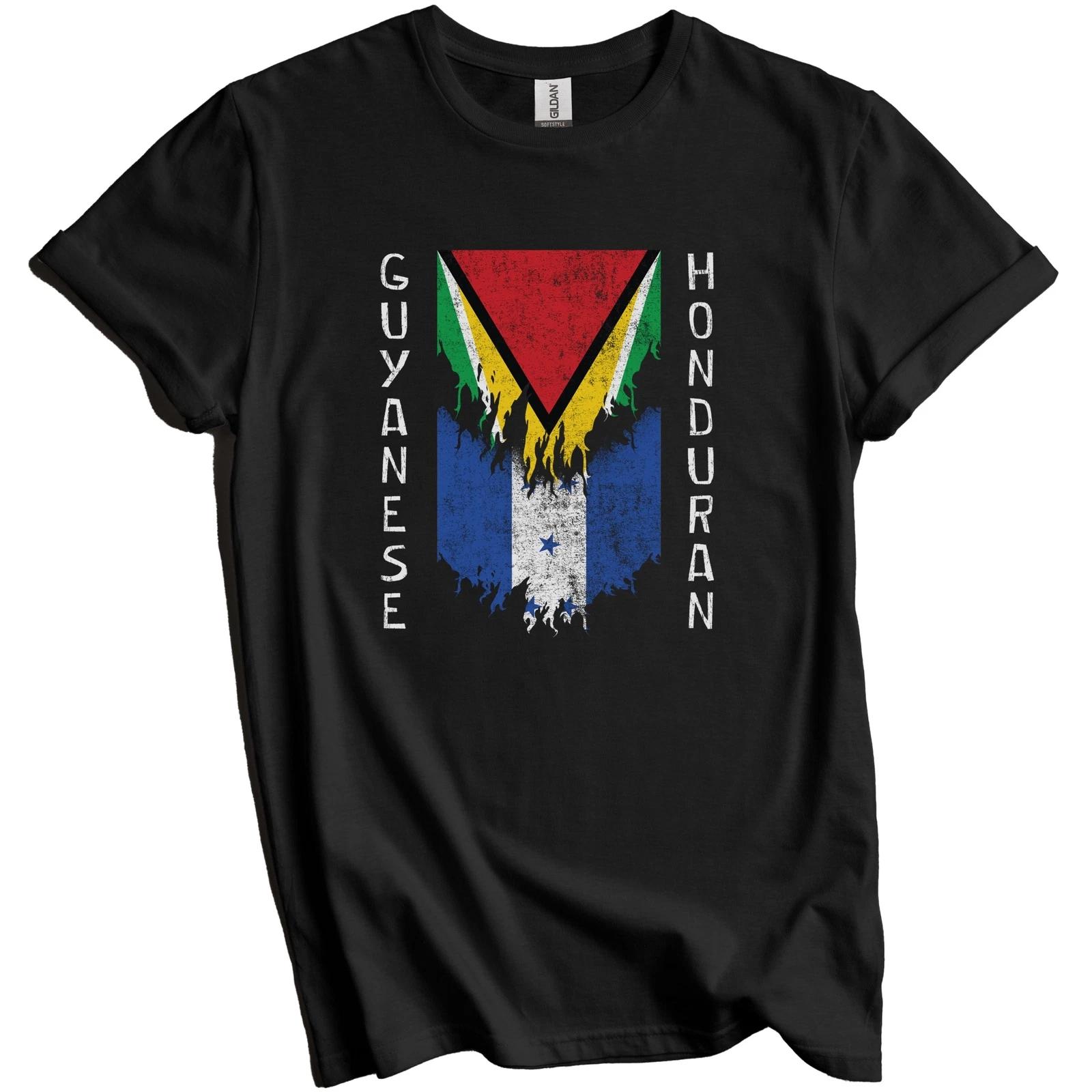 Guyanese Honduran Flags Ripped Torn Guyana Honduras T-Shirt L