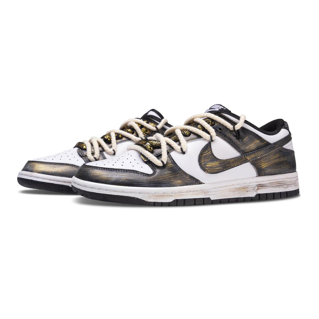Nike Dunk Black Gold Era Cushioning Low top Skateboard Shoes Men's Black White Gold HF5441-100(Team376-)