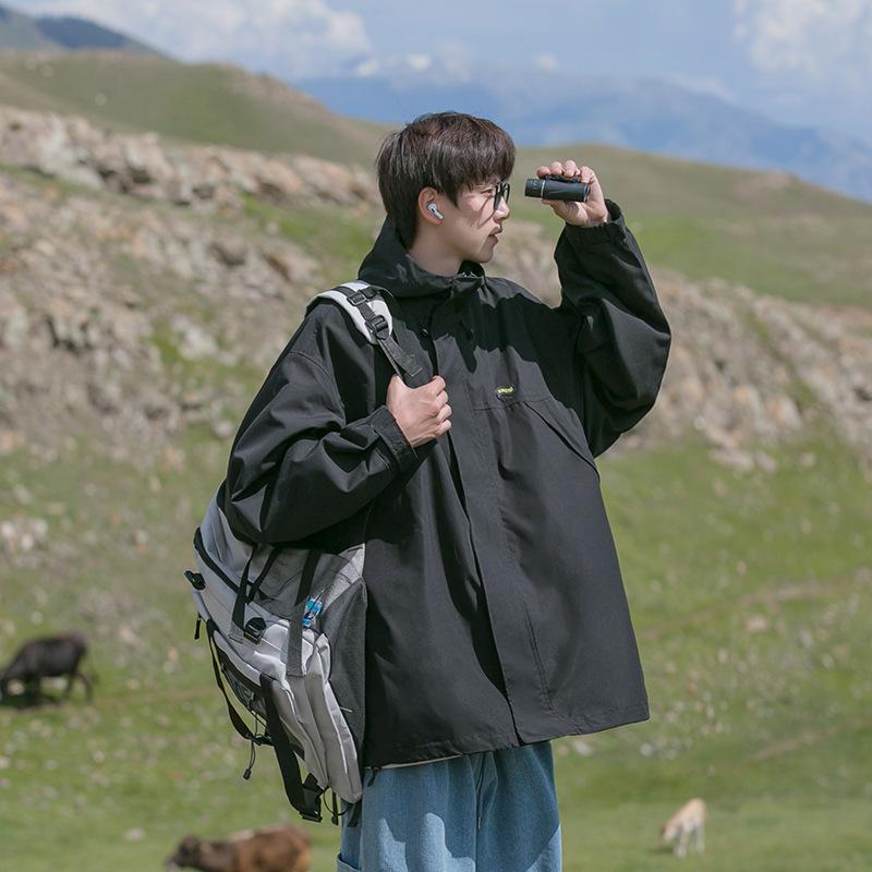 Japanese cityboy coat men's autumn versatile hooded mountaineering jacket oversize trendy outdoor jacket