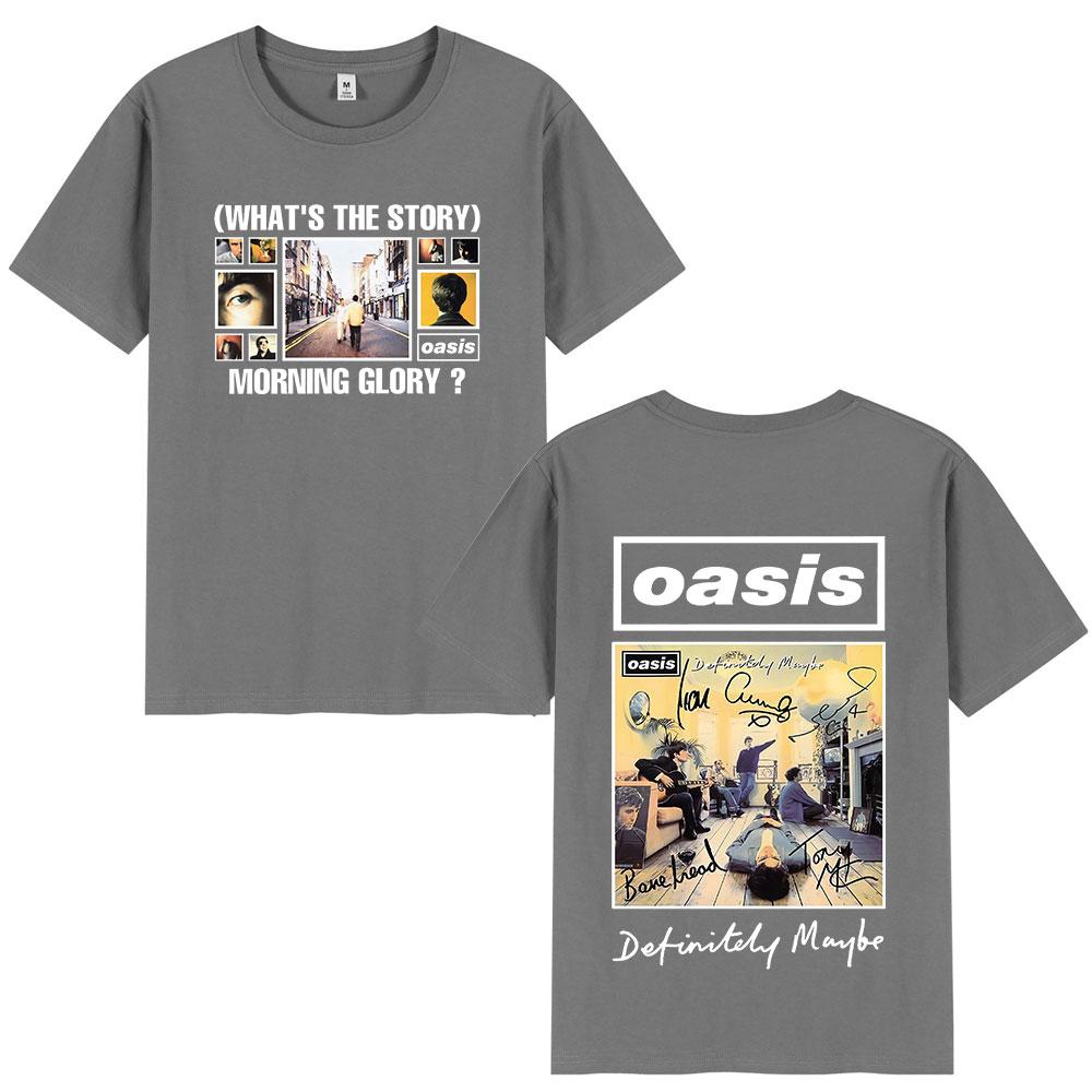 O-Oasis T-Shirts British Rock Band Vintage T-shirt Mens Clothing Cotton Casual Short Sleeve T Shirts Tops Streetwear Fans Gift