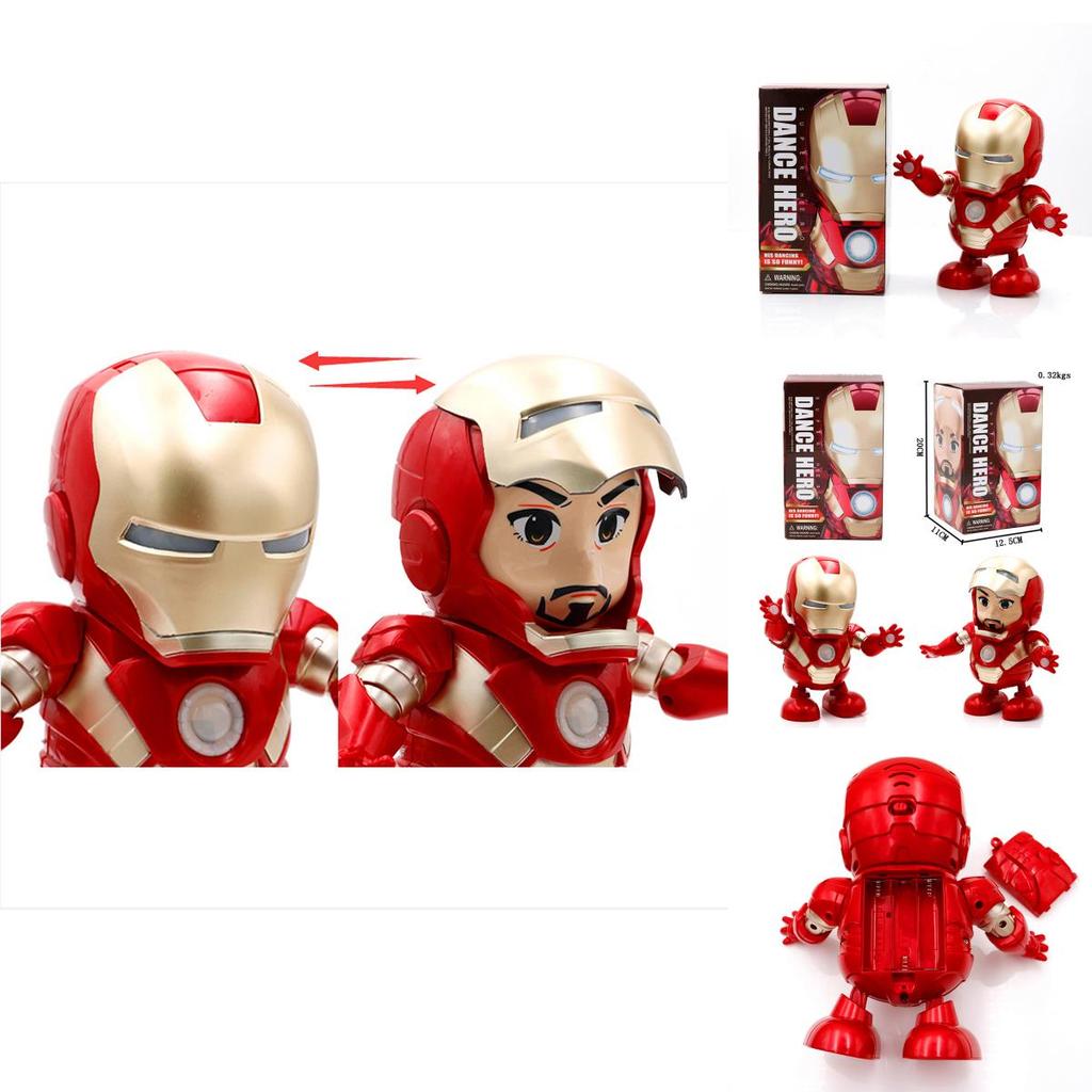 Vibrant Dance Iron Man Action Figure Toy With Led Flashlight And Sound Features