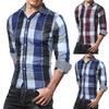 Chemise à carreaux pour hommes, classique, simple boutonnage, col rabattu, haut de printemps pour le travail