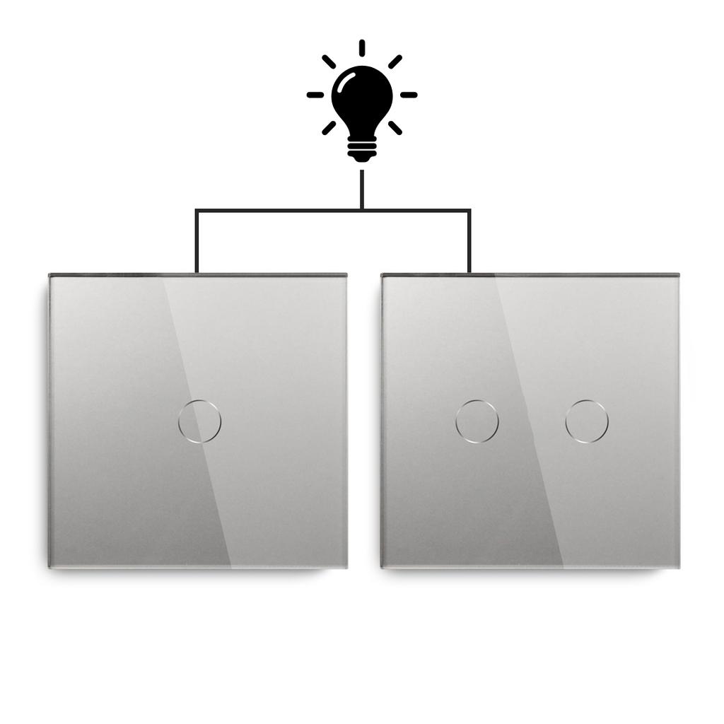 Bseed 1 Gang 2 Gang Stair Switch 2 Way Multi Control EU Master Slave Switches White Black Gold Grey Crystal Glass Panel 86mm