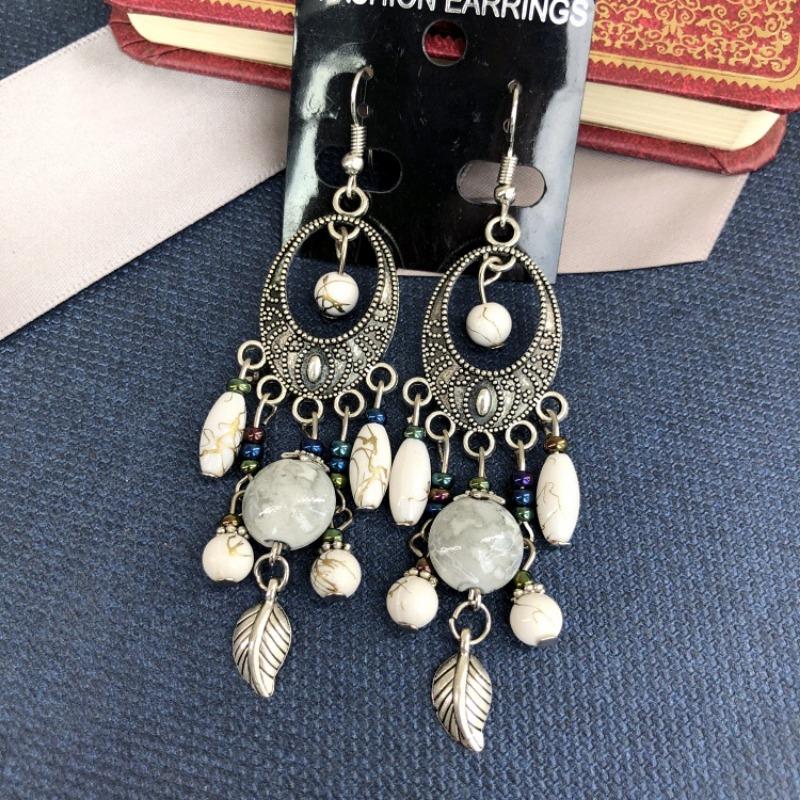 Bohemian Vintage Silver Earrings Muse Jewelry Face Skinny Earrings Tassel Long Earrings