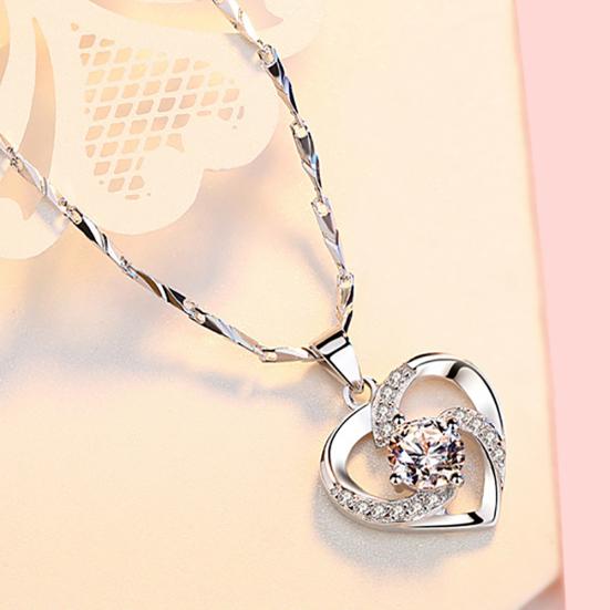 Pandantiv cu inimă de dragoste cu stras pentru femei elegante, cadou de bijuterii cu farmec strălucitor