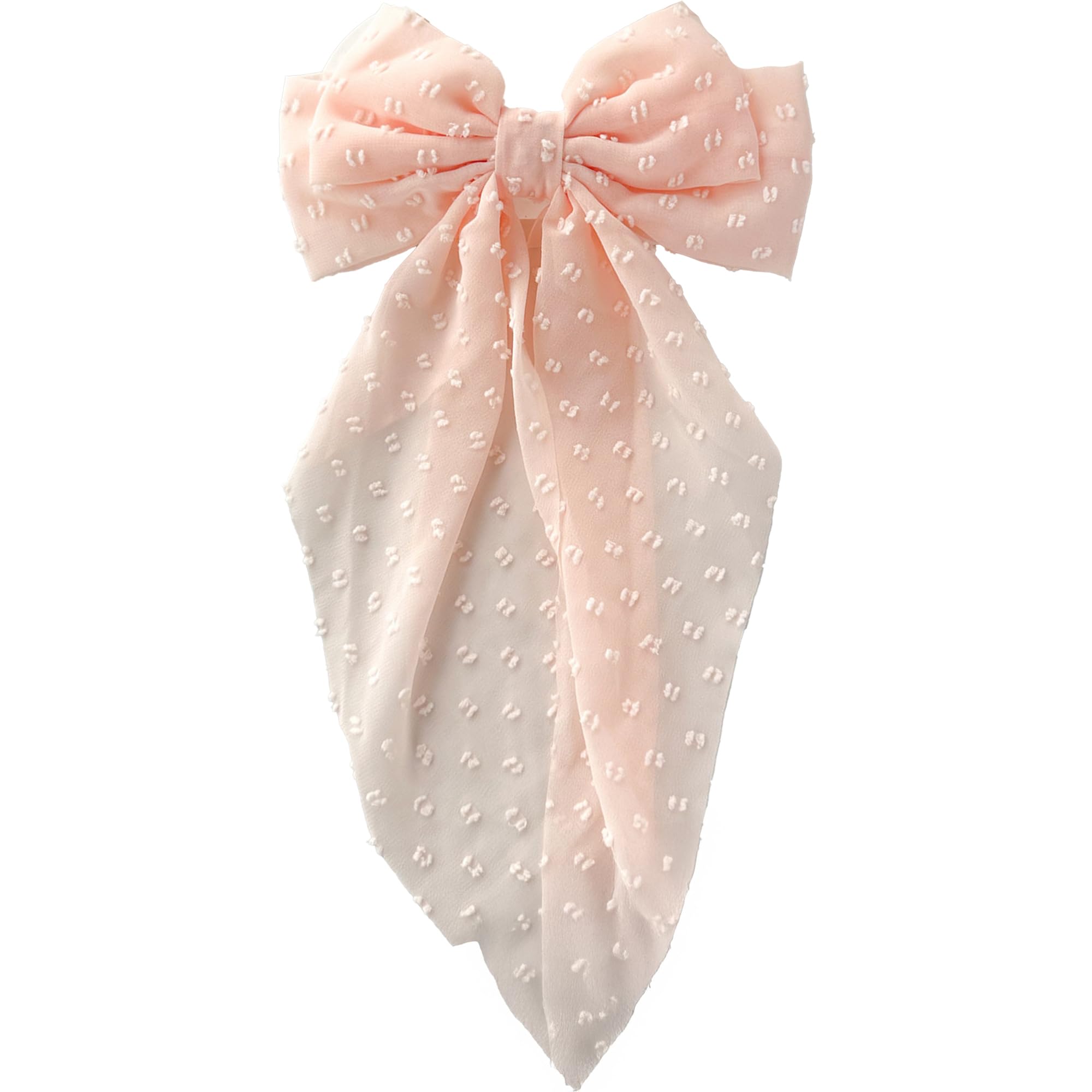 Pink Polka Dot Sheer Big Ribbon Barrette, Ribbon Clip, Lolita, Dreamy Cute, Gothic Lolita Hair Clip, Hairpin, Hair Accessory [Used]