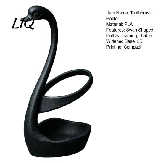 Toothbrush Holder 3D Printed Swan Holder, Bathroom Organizer with Hollow Water-Draining Design, Black White Shape Dual Color, Widened Stable