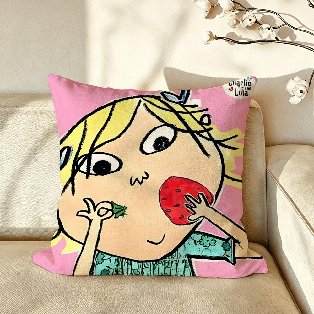 Anime CCharlie aand LLola Cushion Cover Pillow Case Antidustmite Pillowcase Silky Short Plush Sofa Cushion Cover hot