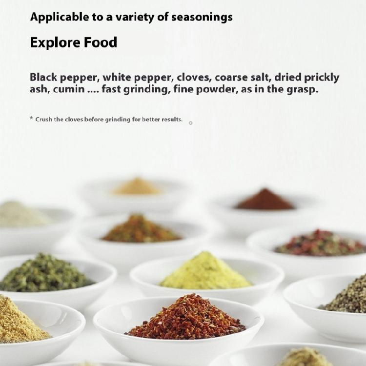 Automatic Adjustable Spices Grinder For Cooking Rechargeable Design With Transparent Window Kitchen Accessory