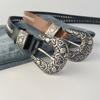 Retro Nieten Trendiger Damen Gürtel Rindsleder mit Freizeithose Jeans Damen Punk Gürtel