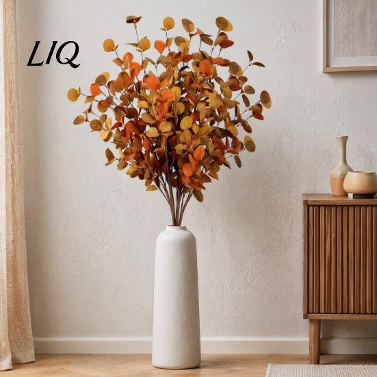 Harvest Season Artificial Foliage Fall Eucalyptus Stems, Leaves, Fake Greenery Branches, Thanksgiving Home Decor Flowers for Wedding Centerpiece