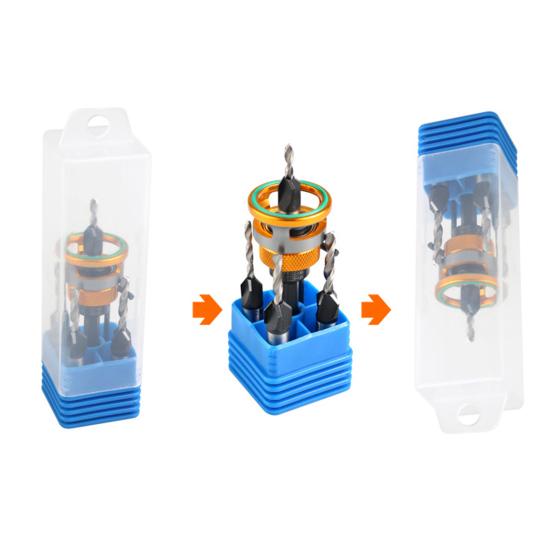 Countersink Drill Bit Set Adjustable Depth Stop Drill Bits Adjustable Hex Wrench Spiral Flute HSS M2 High Speed Steel 4-Edge Drill Bits