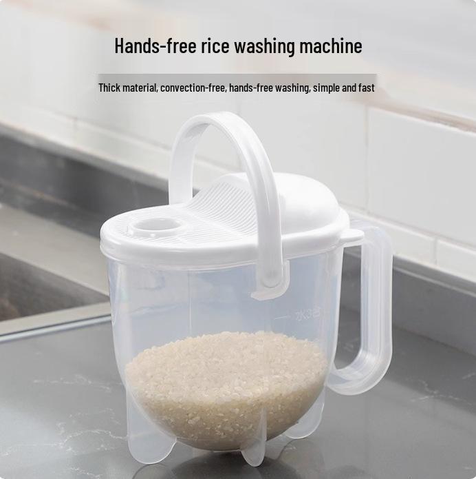 

Hands-Free Rice Washer & Draining Basket: Quick Kitchen Tool for Efficient Rice Rinsing