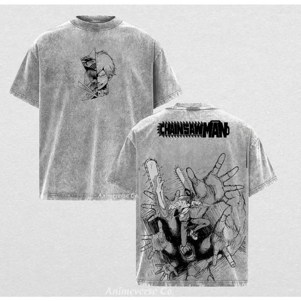 

Chainsaw Man Denji Pochita Anime Printed Tee Men Women Cotton T-shirts Vintage Washed T Shirt Harajuku Male Short Sleeve Tshirt XXL серый
