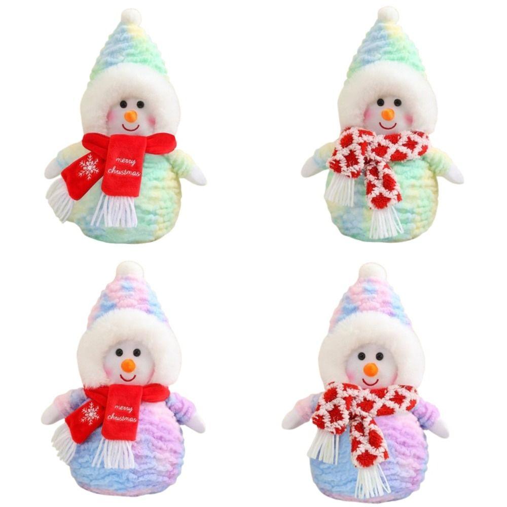 35cm Santa Claus Plush Toys Cartoon Snowman Stuffed Dolls Scarf Snowman Plush Toy  Home Decoration
