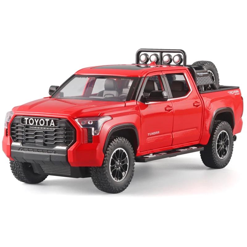 Duży model samochodu SUV Toyota Tundra w skali 1/24, odlewany miniaturowy metalowy samochód, kolekcja pojazdów terenowych, dźwięk, światło, zabawka dla dzieci