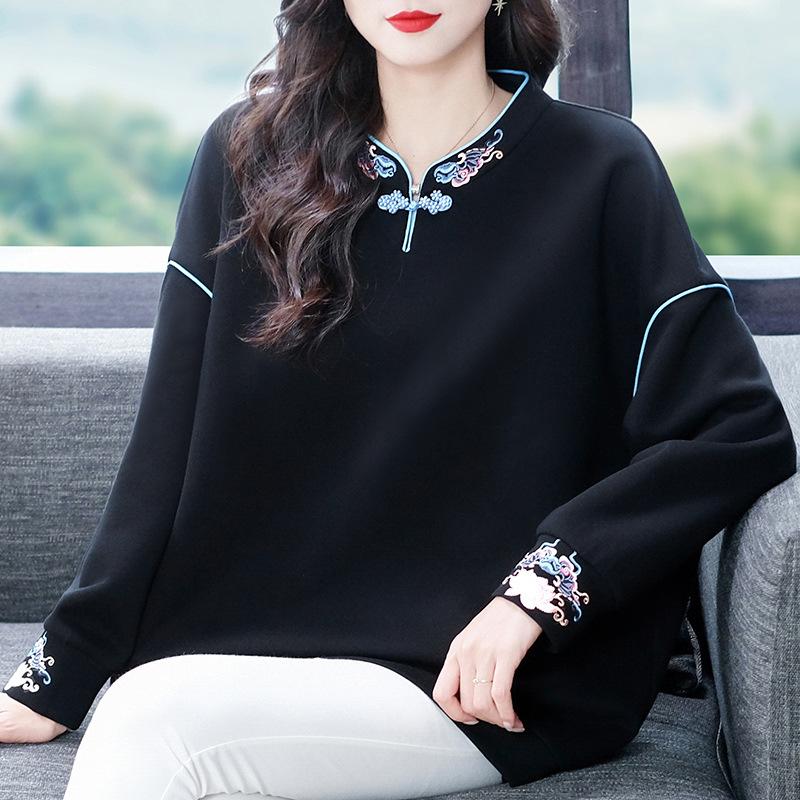 Frühlings- und Herbst-Sweatshirts im chinesischen Stil Damen-Pullover Lässige Sweatshirts Oberteile Weiblich