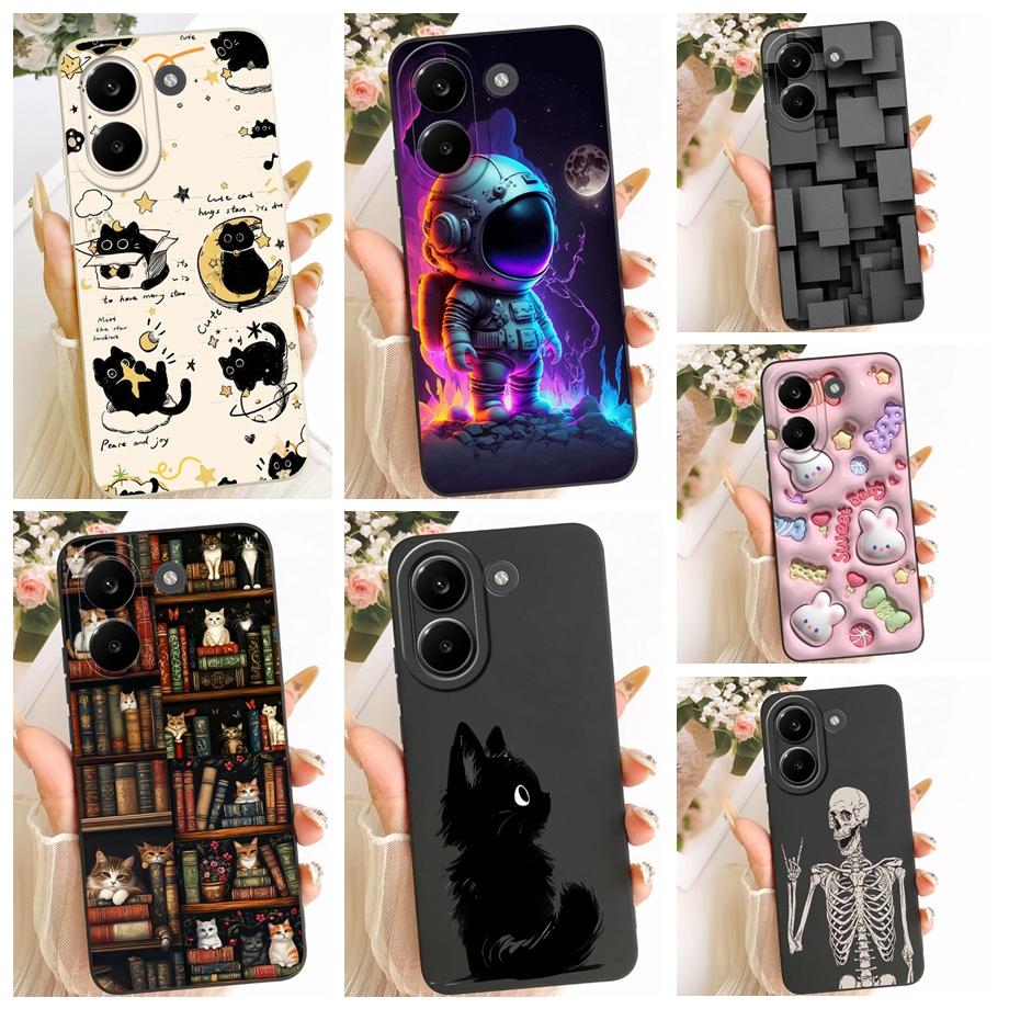 Süße Cartoon Schwarze Katze Drache Weiche Silikonhülle Für Xiaomi Poco X8 Pro Max Redmi Turbo 5 Max Handyhülle Stoßfeste Abdeckung Coque