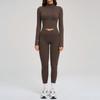 Nude yoga set, zipper tight fitness suit, outdoor running sports set for women