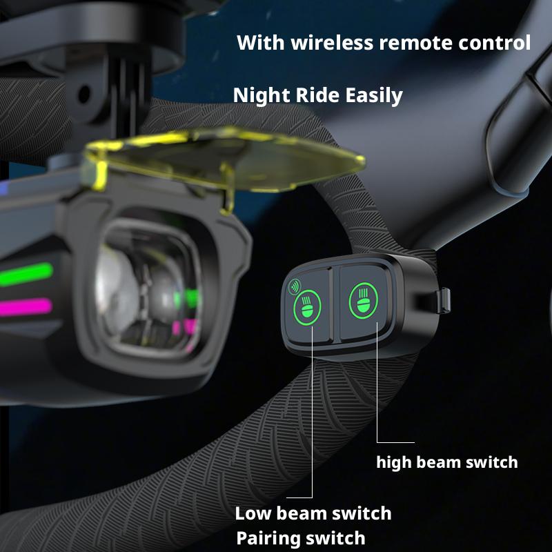 Lumière Avant Vélo de Route Montagne Grands Lumens Lampe de Cyclisme Télécommandée Intelligente Cordon de Suspension Contrôle Intelligent Phare de Vélo