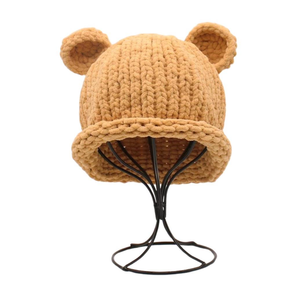 Warme handgestrickte Wollmütze, niedlicher Design-Sinn, dreidimensionale Bärenohren Strickmütze