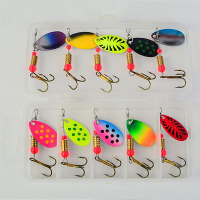 10 Peças 6CM 3.3G Conjunto de spinners de isca, spinner rotativo, spinner manual com manivelaIsca de lantejoulas metálicas, isca artificial, isca biônica