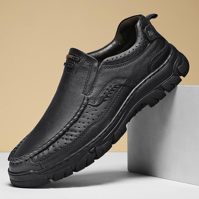 

2024 new leather first layer 2025 hot-selling men s shoes low-top outdoor casual leather shoes 38 чёрный