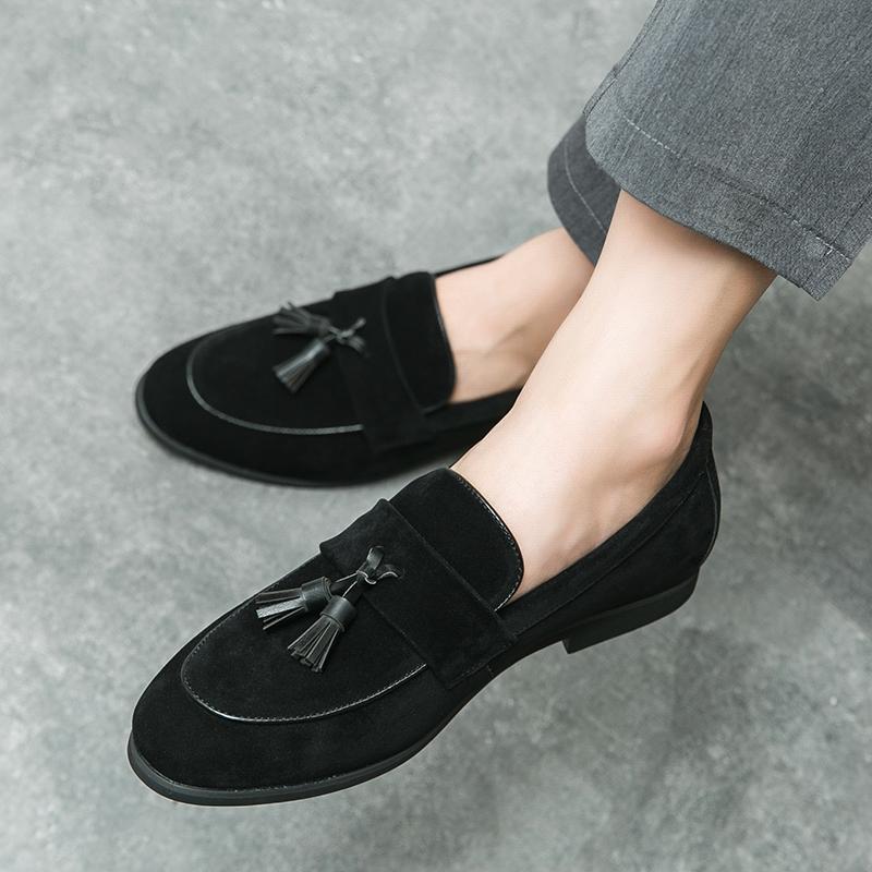 Fashion Britain Fashion New Men Pointed Black Brown Suede Tassels Casual Dress Homecoming Shoes Male Formal Wedding Oxfords Footwear