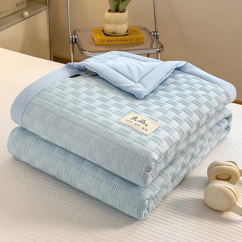 

Удобное летнее одеяло тонкое приятное к коже машинная стирка летнее одеяло одеяло для кондиционера 150x200cm синий