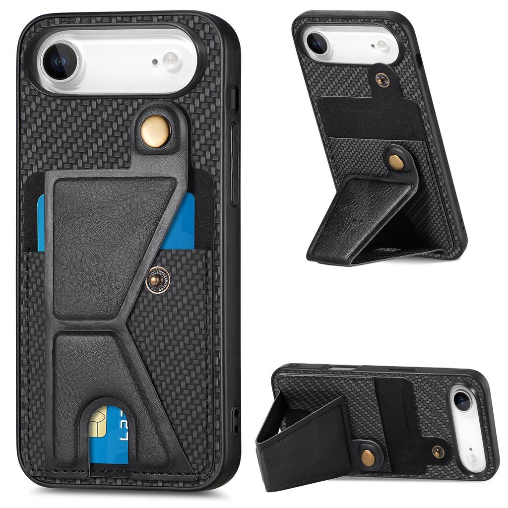 For iPhone Air Case with K-Shaped Kickstand Leather Phone Back Cover