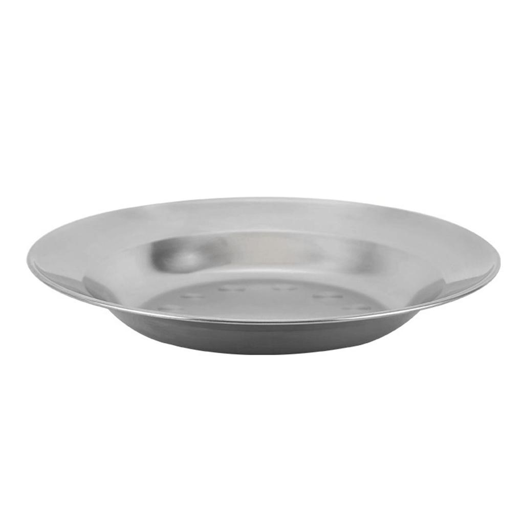 Stainless Steel Dish Plate Thickened Metal Multifunction Round Dinner Plate for Home Restaurant Outdoor Camping