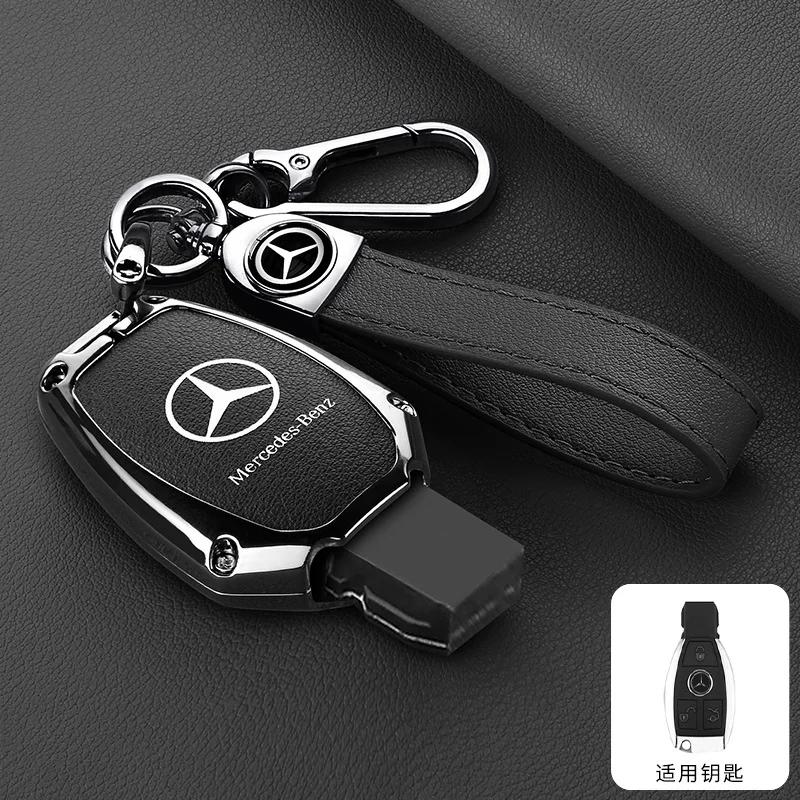 XUY2   Leather Car Smart Key Cover Case Protector For Mercedes Benz A B C S Class AMG GLA CLA GLC W176 W221 W204 Accessories Keychain