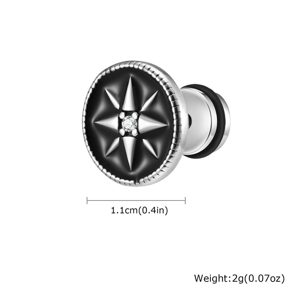 Vintage Gothic Norse Viking Stud Earrings for Men Boys, Rock Punk Runes Round Earrings, Fashion Piercing Jewelry Gift