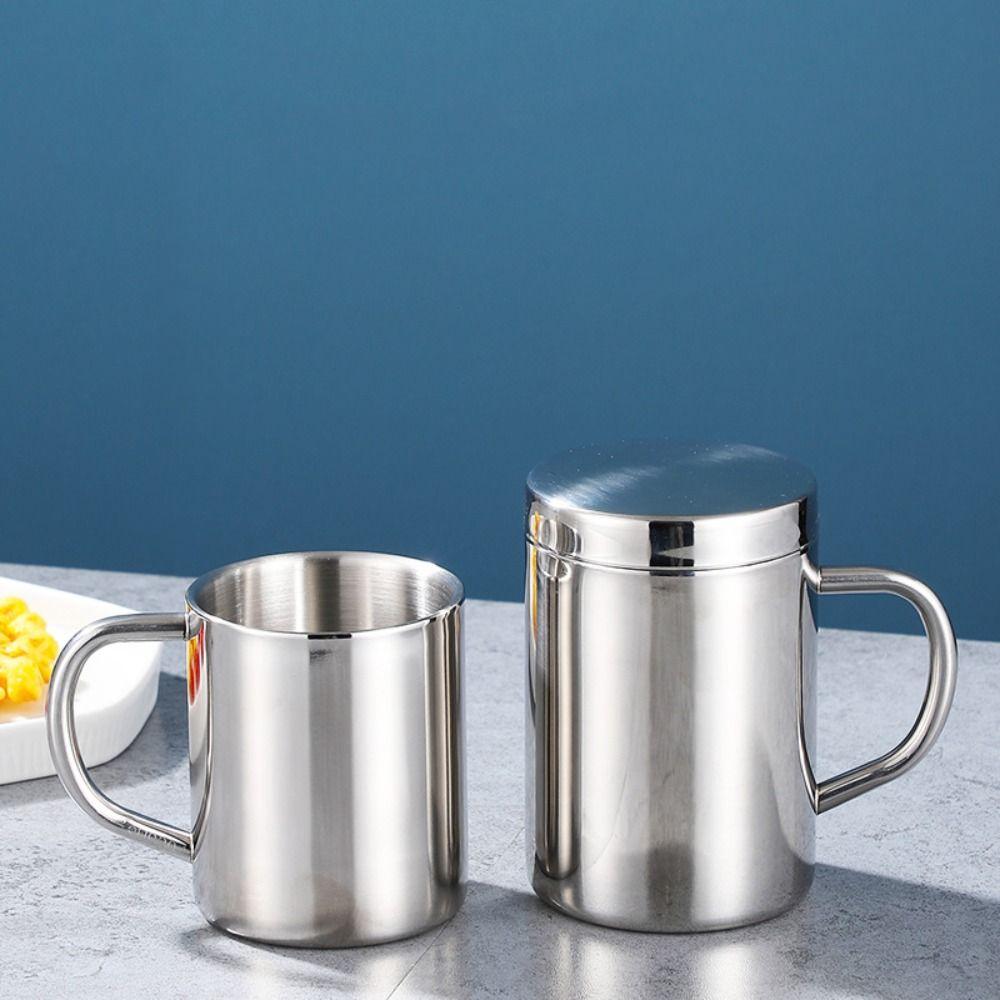 1Pcs Double Layer Water Cup Drink Beer Tea Juice Tea Cup Durable Stainless Steel Mug