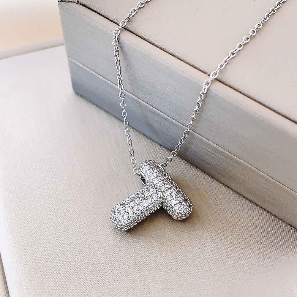 Necklace Female English Alphabet Necklace Female Hip Hop Full Zircon Delicate Clavicle Chain Personality Necklace