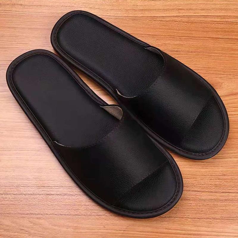 Japanese Style Genuine Leather Soft Sole Floor Slippers for Men and Women