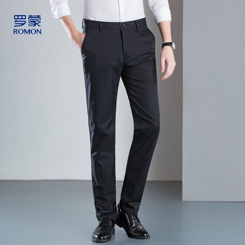 ROMON Men's Bamboo Fiber Casual Straight-Leg Pants
