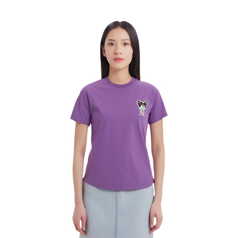 New York Yankees Basic Embroidered Print Solid Color Crew Neck Pullover Dog Short Sleeve T-Shirt Unisex T-Shirt Purple 31TSC1031-50C